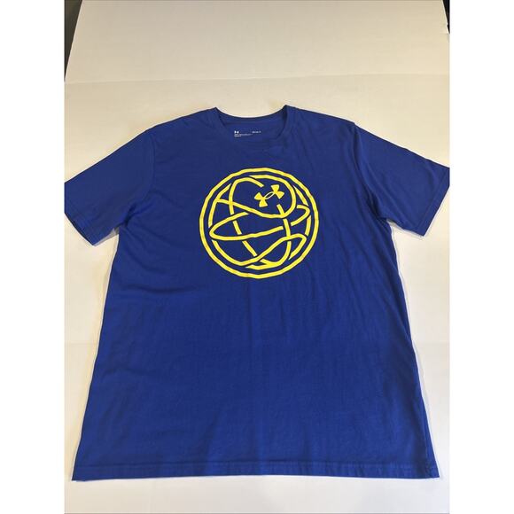 Under Armour T Shirt Mens Lg Blue Basketball Graphic - Picture 1 of 6